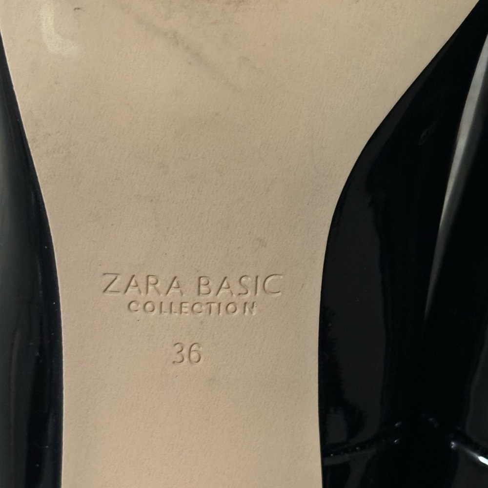 Zara Basic Collection Black Patent Pointed Toe He… - image 6